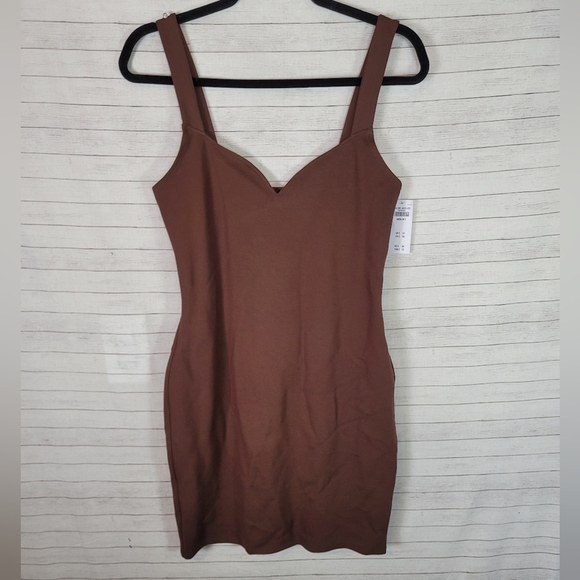 ABERCROMBIE & FITCH SWEETHEART POINTE SLEEVELESS DRESS IN BROWN, SZ MEDIUM TALL - Picture 1 of 11